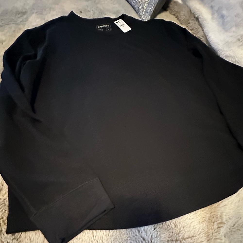 Nwt - EXPRESS WAFFLE THERMAL LONG SLEEVE CREW NECK XXL - COLOR BLACK